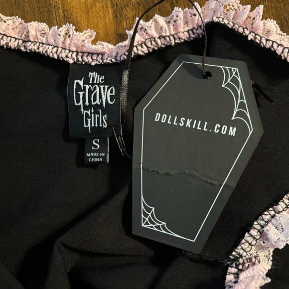 Dolls Kill Grave Girls Get Your Wau Mini Dress Sleeveless Lace Fit Flare Gothic - Picture 4 of 12